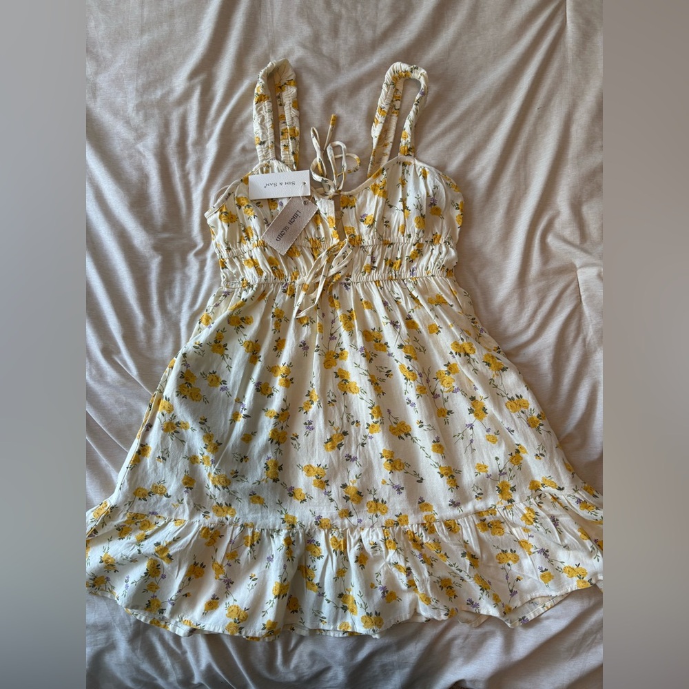 Floral Summer Dress with Yellow Accents
